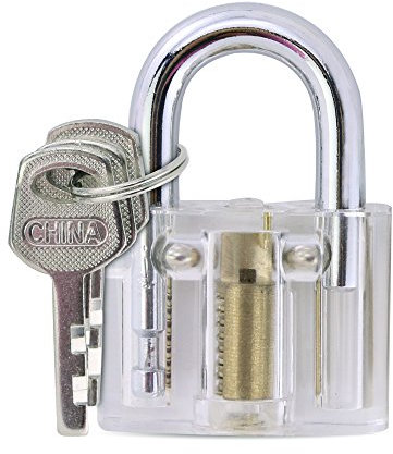 Loboo Idea Candado de hoja transparente con 3 llaves, candados con llave visible Ver a través de cerraduras de práctica transparentes