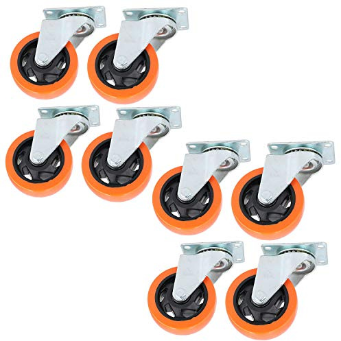 4 Swivel PVC Trolley Castor Wheel Roller Bearings 130kg Load Per Wheel 8 Pack