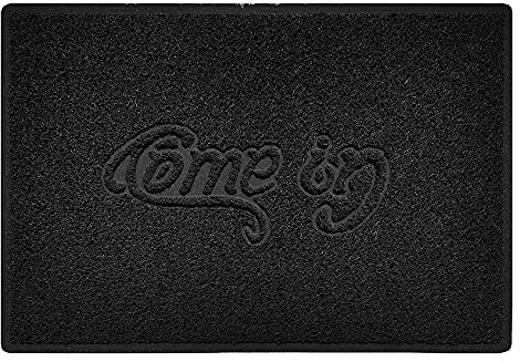 Nicoman COME-IN Embossed Shape Door Mat Dirt-Trapper Washable Barrier Doormat-(Use Indoor or Sheltered Outdoor)-(90x60cm/3x2ft,Large) Black