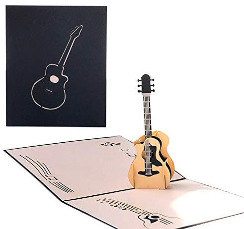 DEESOSPRO® 3D Pop Up [Geburtstagskarte] [Grußkarte] [Jubiläumskarte] [Abschlusskarte] mit Kreativem Papierschnittmuster, Geschenk für Geburtstag, Abschlussfeier, Weihnachten, Kindertag (Gitarre)
