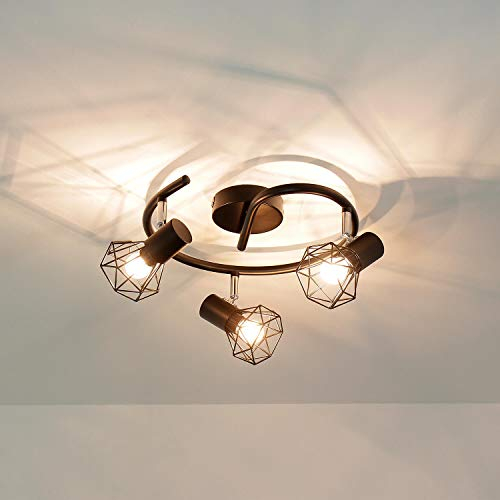 Easylight Deckenlampe mit 3 verstellbaren Spots Metall in schwarz 3x E14 kompakt Schlafzimmer Wohnzimmer Küche Flur Innen Deckenleuchte Spot Strahler