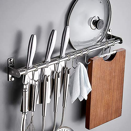 Wall Mounted Utensil Rack,Kitchen Utensils Rack Mugs Hooks Wall Mounted Hanging Rail Rack With 10 Hooks Hanging Rack For Kitchen Utensils Pots And Pans Kitchen Cookware Bar Bathroom Towels.60 Cm