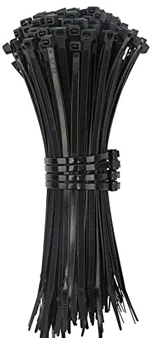 200 Pack of Cable Ties, 200mm x 4.8mm, 8 Premium Tie Wraps, Strong Nylon Zip Ties, Perfect for DIY, Industrial, Workshop, Electricians, packaging (200PC - 204mm x 4.8mm, Black)