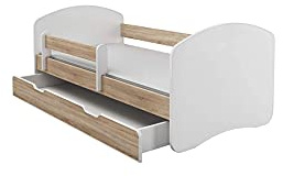 BDW Kinderbett Jugendbett mit Einer Schublade und Matratze Eiche Sonoma 140x70 || BESTPREIS ||