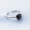 DJMJHG Silber 925 Ringe für Frauen mit erstellten runden Obsidian Edelstein offenen verstellbaren Ring Geburtstagsgeschenk