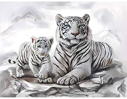 Puzzle 5000 Teile - Jigsaw Puzzle für Erwachsene - Buntes Puzzle 5000 Teile Erwachsene, Motiv: Zwei weiße Tiger, 5000 Teile Puzzle, Puzzle Erwachsene 5000 Teile, Puzzel,5000 Puzzle-61.61x41.53 Zoll (