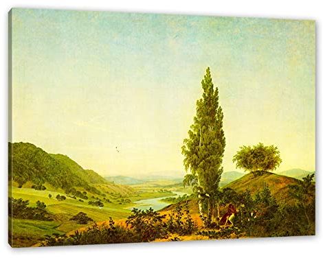 Caspar David Friedrich - Der Sommer Landschaft mit Lie als Leinwandbild / Größe: 60x40 cm / Wandbild / Kunstdruck / fertig bespannt, Weiß