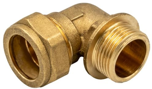 Raccordo A Compressione Per Tubo In Rame Curvo 90° MF 18x1/2 - Raccordo In Ottone Certificato DVGW - Installazione Riscaldamento, Acqua, Solare, Aria Compressa