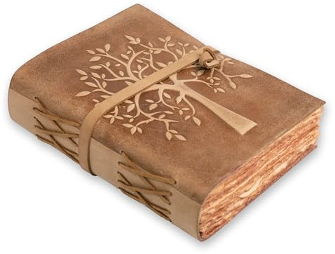 Leather Village Vintage-Leder-Tagebuch, mit Ledereinband, antikes Büttenrand, Skizzenbuch, Tagebuch für Damen und Herren, Buch der Schatten (Walnussbraun, 15,2 x 10,2 cm)