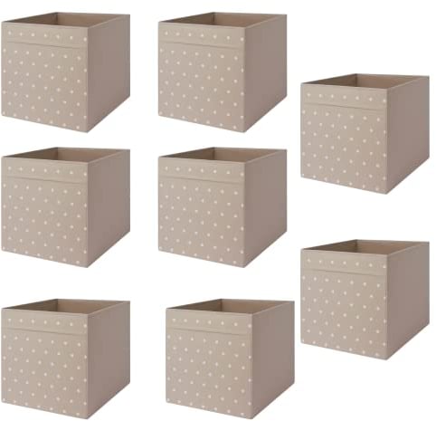 MAC Drona Storage Box 33x38x33 cm Office/home Storage Box Perfect for Everything. Foldable Storage Organizer Boxes for Shelving Unit Bedroom, Wardrobe, and Toys, Children, (8 Pack, Dotted/beige)