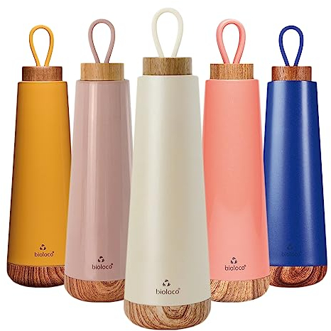 Chic Mic Bioloco Loop Thermosflasche aus Edelstahl hergestellt, Farbe: Pearl, Fassungsvermögen: 500 ml, Maße: 7.5 cm x 7.5 cm x 28 cm, BEL124