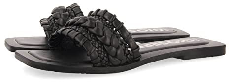 GIOSEPPO Sandalias Planas de Pala con Trenzado Negro para Mujer egleny