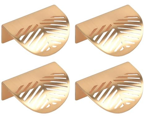 4PCS Door Pull Handle, 60mm*44mm Leaf-Shaped Kitchen Cupboard Drawer Cabinet Handles Knobs Hardware, Decorative Furniture Knobs