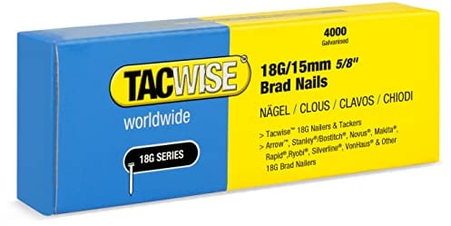 Tacwise 1708 Clavos Brad Galvanizados de Tipo 18G/15 mm, Paquete de 4000
