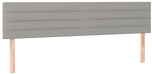 vidaXL LED Kopfteil, Bettkopfteil mit Holzbeinen, Höhenverstellbar Polsterkopfteil für Bett, Betthaupt Bettzubehör Schlafzimmer, Hellgrau 180x5x78/88cm Stoff