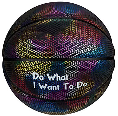 Sporting Goods Glowing Reflektierender Basketballball für Erwachsene, Professioneller Outdoor Indoor Basketball Offizielle Größe 7, Glow in the Dark Basketball für Indoor, Outdoor, Nacht (Schwarz)