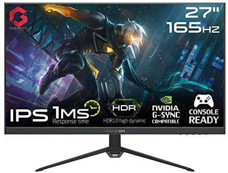 GAMEON 27 inch 2K QHD (2560 x 1440) Flacher IPS-Gaming Monitor, 165Hz, 1 ms, HDMI 2.1 konsolenkompatibel, mit G-Sync und FreeSync - Schwarz (GOP27QHD165IPS)