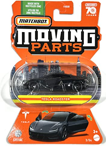 Matchbox - bewegliche Teile - 2023 - Tesla Roadster - Schwarz - 3/54-70 Jahre - Mint/NrMint - Schiffe Luftpolsterfolie verpackt in einer Box mit Füllung