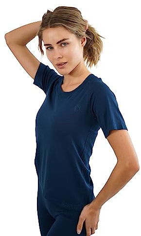 STARK SOUL Sport Shirt Damen Kurzarm Seamless - Racer - Laufshirt, Marineblau, Größe: XS/S