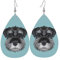 OPSREY Schnauzer Blau gedruckt Mode Tropfen Ohrringe Leder Ohrstecker Dekorative Ohrringe, Einheitsgröße, Kunstleder