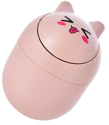 FONDOTIN Bote De Basura Pequeño Para Escritorio Papelera Multi-funcional De Almacenamiento Basurero Para Hogar y Oficina Diseño Moderno Color Rosa