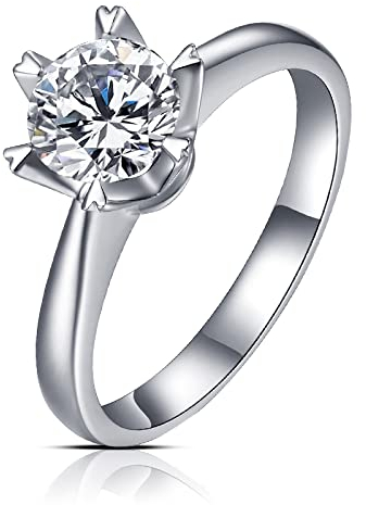 EKSED Soild 1ct Lab Grown Diamond Farbe 4 Zinken Moissanit Verlobungsring Solitär Moissanit Herz und Pfeile Ring