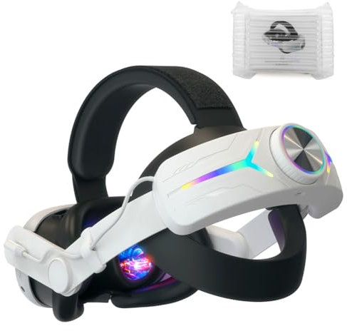 AZURAOKEY Cinturino per la testa della batteria RGB compatibile con Meta Quest 3, batteria da 8000 mAh, migliora il comfort e il supporto VR