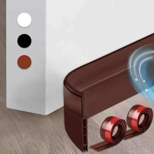 Phantasy® Zugluftstopper für Türen Braun 2 PCS, 100cm Schalldichtung Silikon Türstopper Türdichtung unten für Schallschutz, Dichtungsband Selbstklebend für Türen energieeffizienter Windbeständig