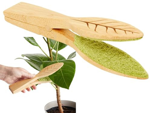 Neamou [1/2/3/4 Pieces Dust Brush Cleaner For Indoor Plants | Plant Cleaner Tongs | Plant Wipes Wooden Tongs | Cleaning Products With Handle | Blind Cleaner Tool