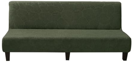 DEZYPZAM Armloser Sofabezug, Spandex-Futon-Schonbezug rutschfest Elastischer, Abdeckung Husse für Sofabett, für Schlafsofa ohne Armlehnen (OlivgrüN,Groß)