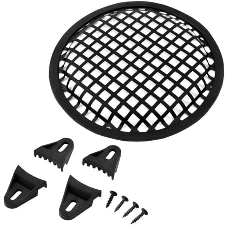 Unifizz Grille de grillage en acier pour caisson de basses de voiture 15,2 cm avec clips et vis Noir