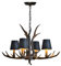 HEYUN Geweih Kronleuchter Vintage Industriestil Hängelampe Pergament Lampenschirm Harzsockel Pendelleuchte Höhenverstellbare Pendellampe Wohnzimmer Café Bar Esszimmer Deckenleuchte (Color : 4 Black)