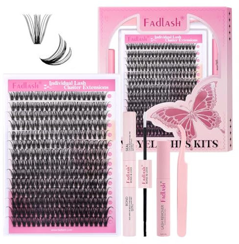 Fadlash Kit Extension Cils 0.07 D Cornée 12-18mm 50D Faux Cils Cluster Cils Kit Individuels DIY de Cils Avec Bond And Seal,Dissolvant pour Colle Cils,Pince A Epiler Faux Cils Réutilisables
