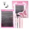 Fadlash Kit Extension Cils 0.07 D Cornée 12-18mm 50D Faux Cils Cluster Cils Kit Individuels DIY de Cils Avec Bond And Seal,Dissolvant pour Colle Cils,Pince A Epiler Faux Cils Réutilisables