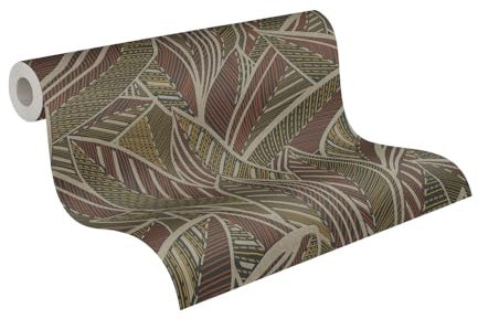 A.S. Création Vliestapete mit Blättern - hochwertige Tapete Floral 399331 in Braun, Gelb, Rot, Schwarz - Tapete Vlies Blätter Muster - Made in Germany