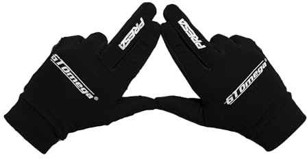 GT OMEGA PRESA Sim Racing - Guantes de carreras pequeños, equipo profesional de carreras con agarre superior, comodidad transpirable y compatibilidad con pantalla táctil, color negro con marca blanca,
