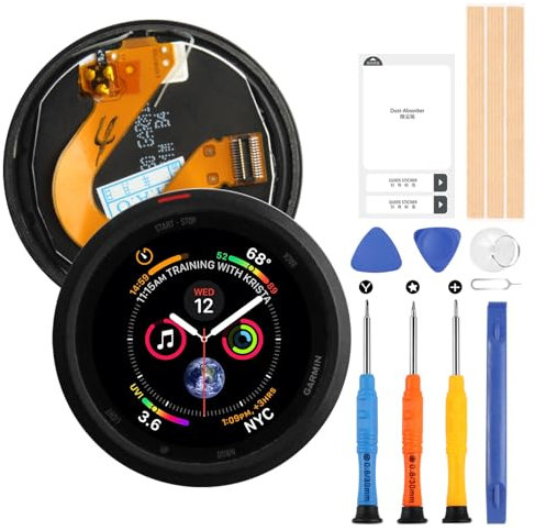 Écran LCD pour Garmin Forerunner 245 Affichage pour Garmin 245 GPS Running Watch Écran Tactile Digitizer Assemblée avec Kit de réparation (Noir)