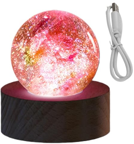 Lámpara de bola de con esmalte natural, luz nocturna de cristales USB, lámpara esfer-a de energía para meditación, luz nocturna de cristales con esmalte antiguo, lámpara de escritorio de