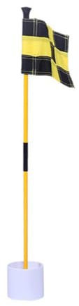 Sefdrert Black and Yellow Golf Green Flag, Colorful Two-Section Checkered Green Target Hole Cup Flagpole, Golf Supplies