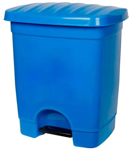 AC - Cubo de Basura de plástico con Pedal - Compartimento unitario - contenedor de residuos, Papelera, Cocina - Fabricado en España (Azul, 35 litros, 45 x 39 x 31 cm)