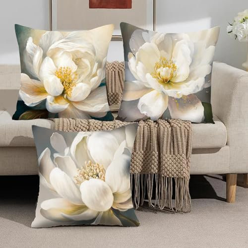 FOSDICK 3er Kissenbezug Frühling KissenhüLlen 45x45, Vogel Blume Deko KissenhüLle 45x45cm Outdoor Kissen Frühling Dekokissen Bunte Aesthetic Kissenbezüge für Sofa Couch Wohnzimmer Zierkissen