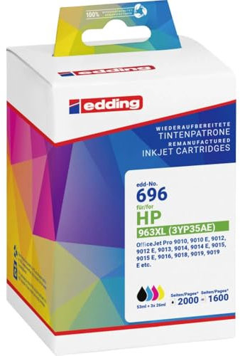 edding Druckerpatrone ersetzt HP 963XL, 3JA30AE Kompatibel Kombi-Pack Schwarz, Cyan, Magenta, Gelb EDD-696 18-696