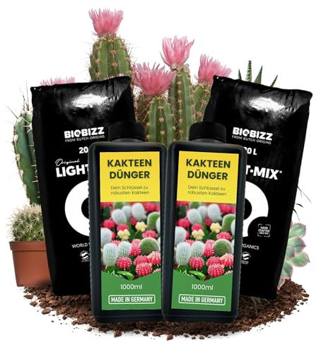 TronicXL 2L Kakteendünger + 40 Liter Erde Sukkulentendünger Universal Kakteen Sukkulenten Dünger flüssig Flüssigdünger 2 Liter Kaktusdünger Kaktus Sukkulentenerde Kakteenerde