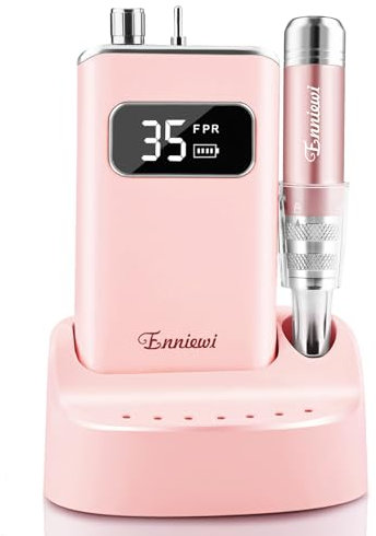 Enniewi Nagelfräser, Wiederaufladbare Professionelle Elektrische Nagelfeile 35000 U/min, Nagelfräser mit akku, Maniküre Pediküre Set für Salon Hause, Rosa