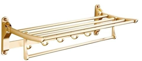 Prettiee Porte-Serviettes Pliable Double Mural avec Crochets en Aluminium