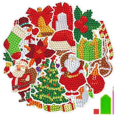3Set Christmas Refrigerator Sticker Kits, 59PCS Rhinestones Fridge Magnetic Stickers with Christmas Elements Patterns for DIY Home Decor