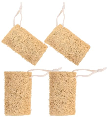 BIUDECO 4Pcs Natural Loofah Dishwashing Sponge Thick Organic Kitchen Scrubbers for Grease Removal and Cleaning Soft Absorbent Sponges for Household Dishes and Pots