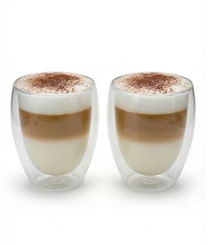 BigDean 2x 300ml doppelwandige Latte Macchiato Gläser Borosilikatglas | Kaffeegläser Cappuccino Gläser Thermogläser