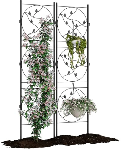 Supporto per Piante Rampicanti in Ferro Decorativo - Trellis per Giardino con Design di Uccelli, Supporto per Vigneti e Fiori, Facile da Montare