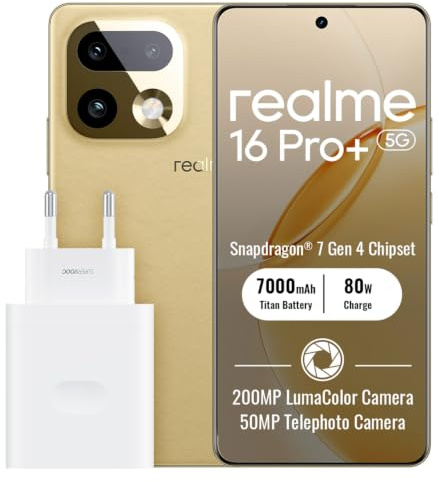 realme 16 Pro+ 5G Smartphone 8+256GB, Gold